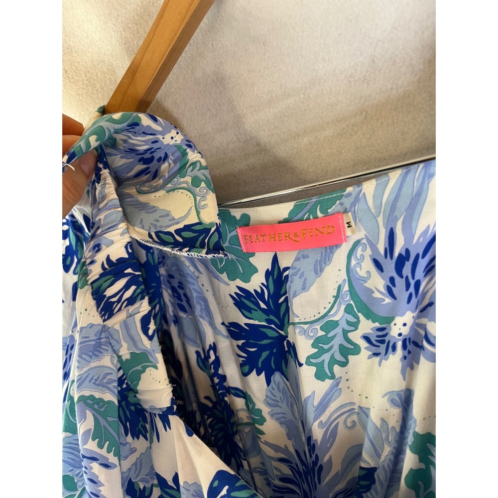 Feather & Find maxi‎ dress blue and white floral vi Sz vibrant bohemian - Picture 3 of 7